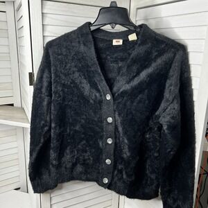 Levi's Women's Polyamide "Bunny" Sweater Cardigan Black Size Medium EUC!! HTF‎